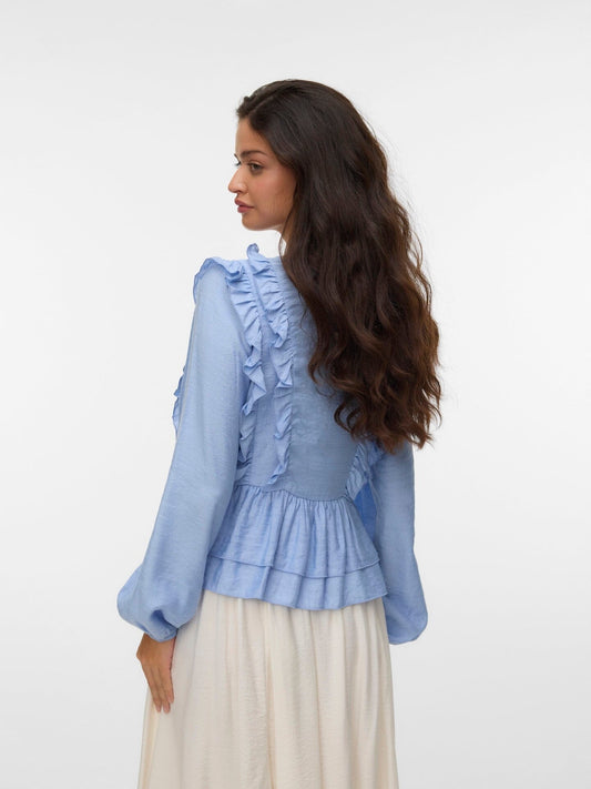 Zoey Flounce Top | Brunnera Blue Blouse Vero Moda 