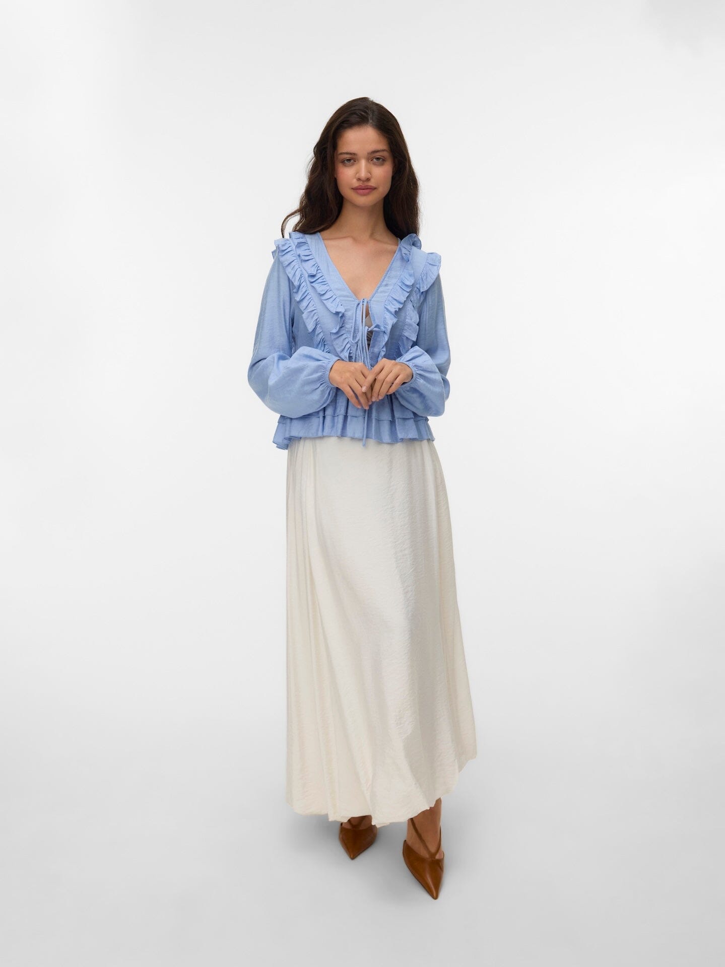 Zoey Flounce Top | Brunnera Blue Blouse Vero Moda 