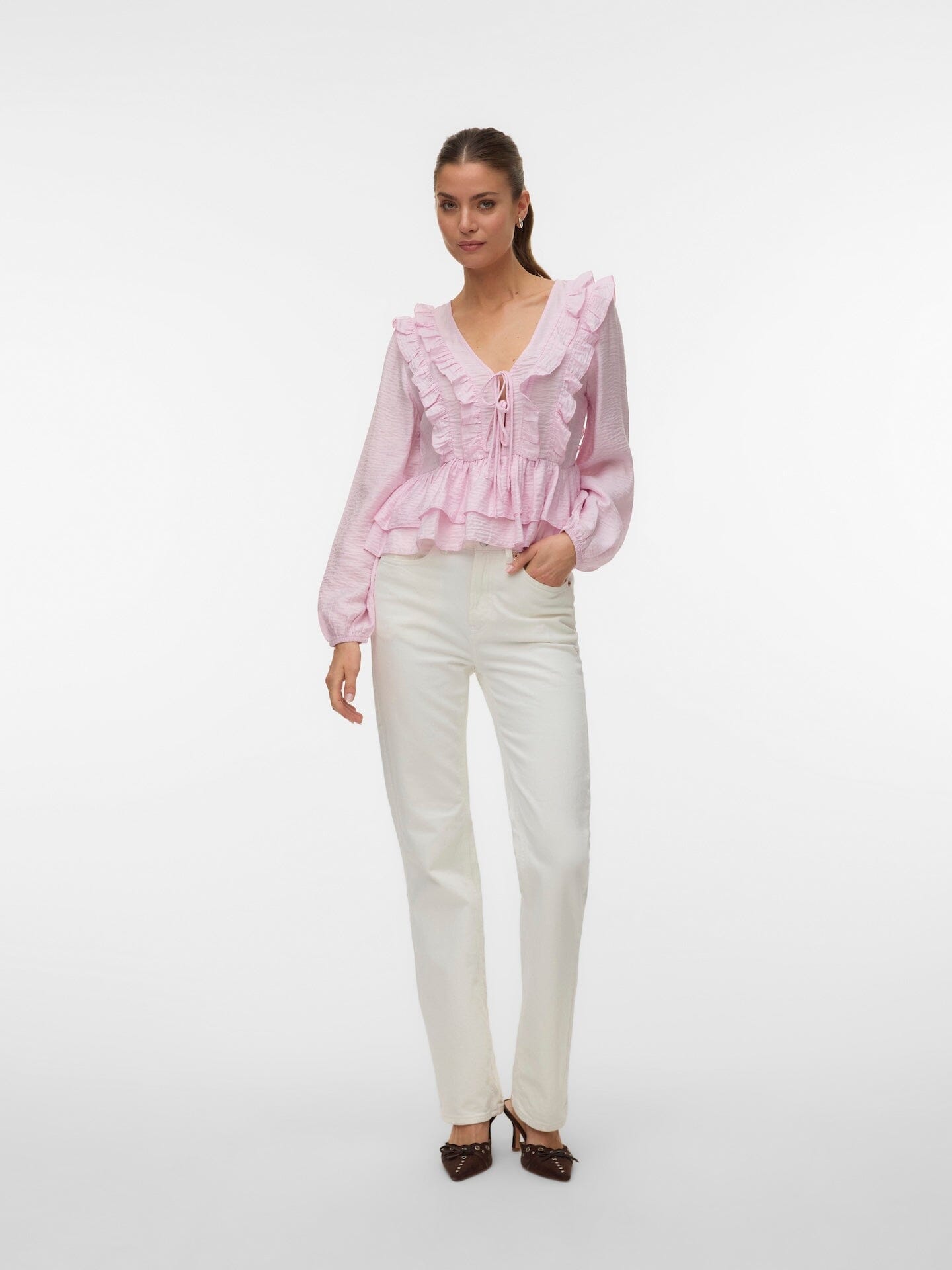 Zoey Flounce Top | Pink A Boo Blouse Vero Moda 