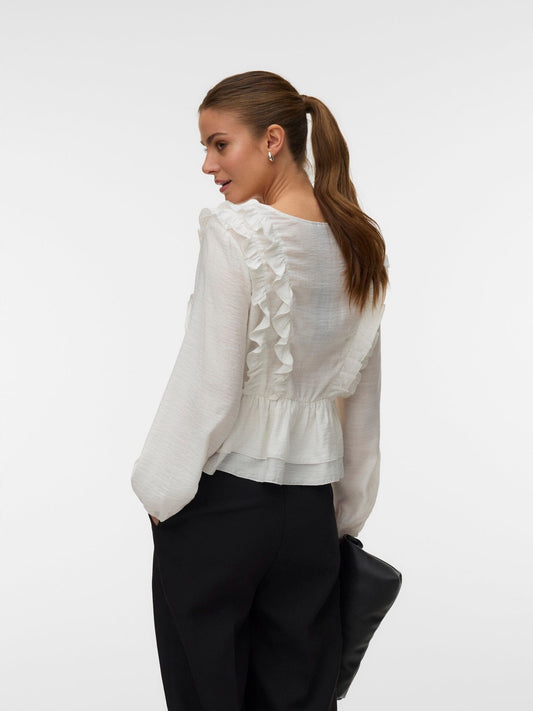 Zoey Flounce Top | Snow White Blouse Vero Moda 