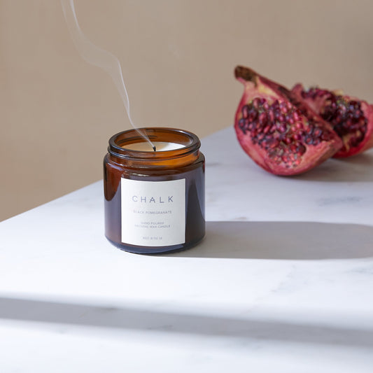 Amber Jar Candle | Black Pomegranate | 96g Chalk 