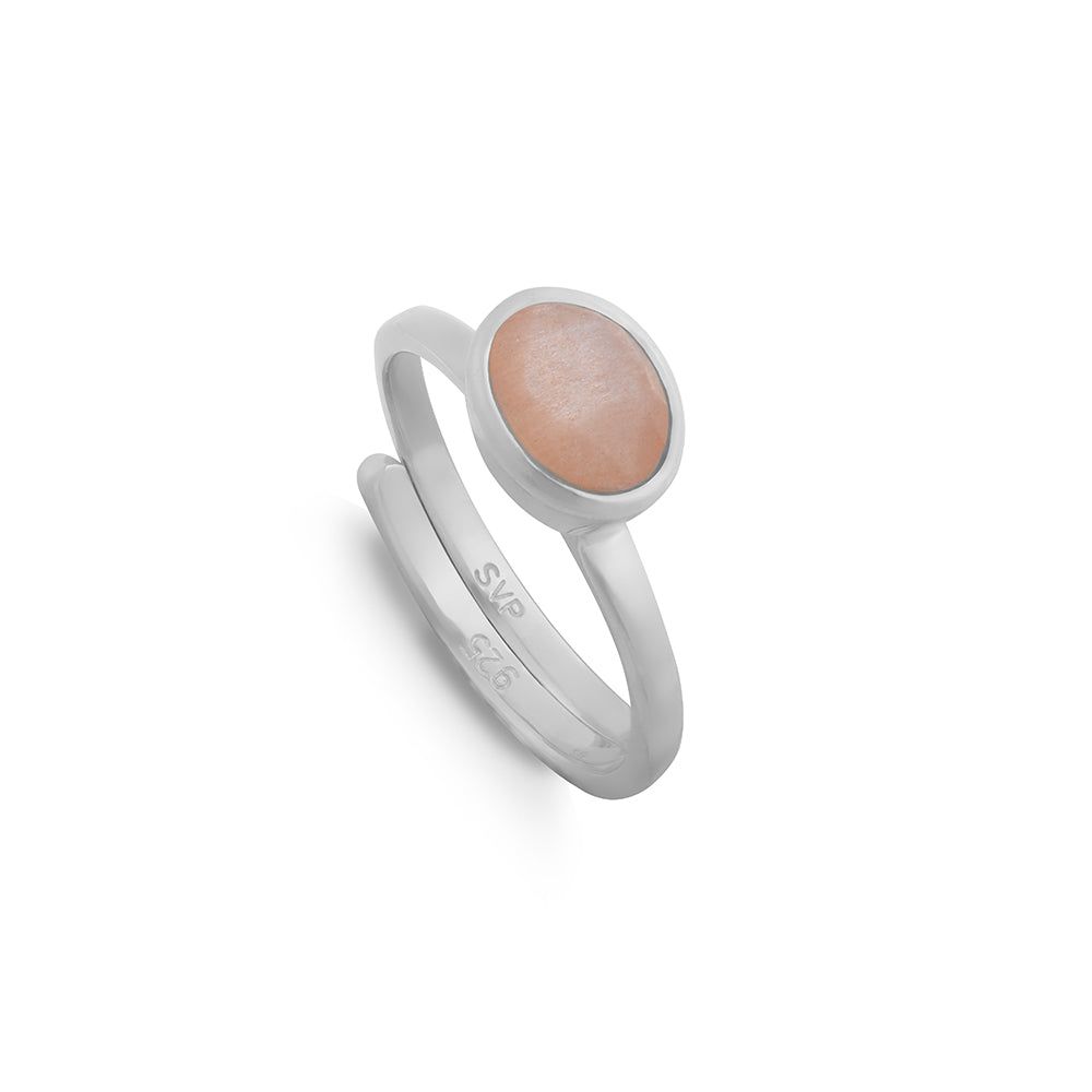 Atomic Mini Peach Moonstone Silver Ring Rings SVP 