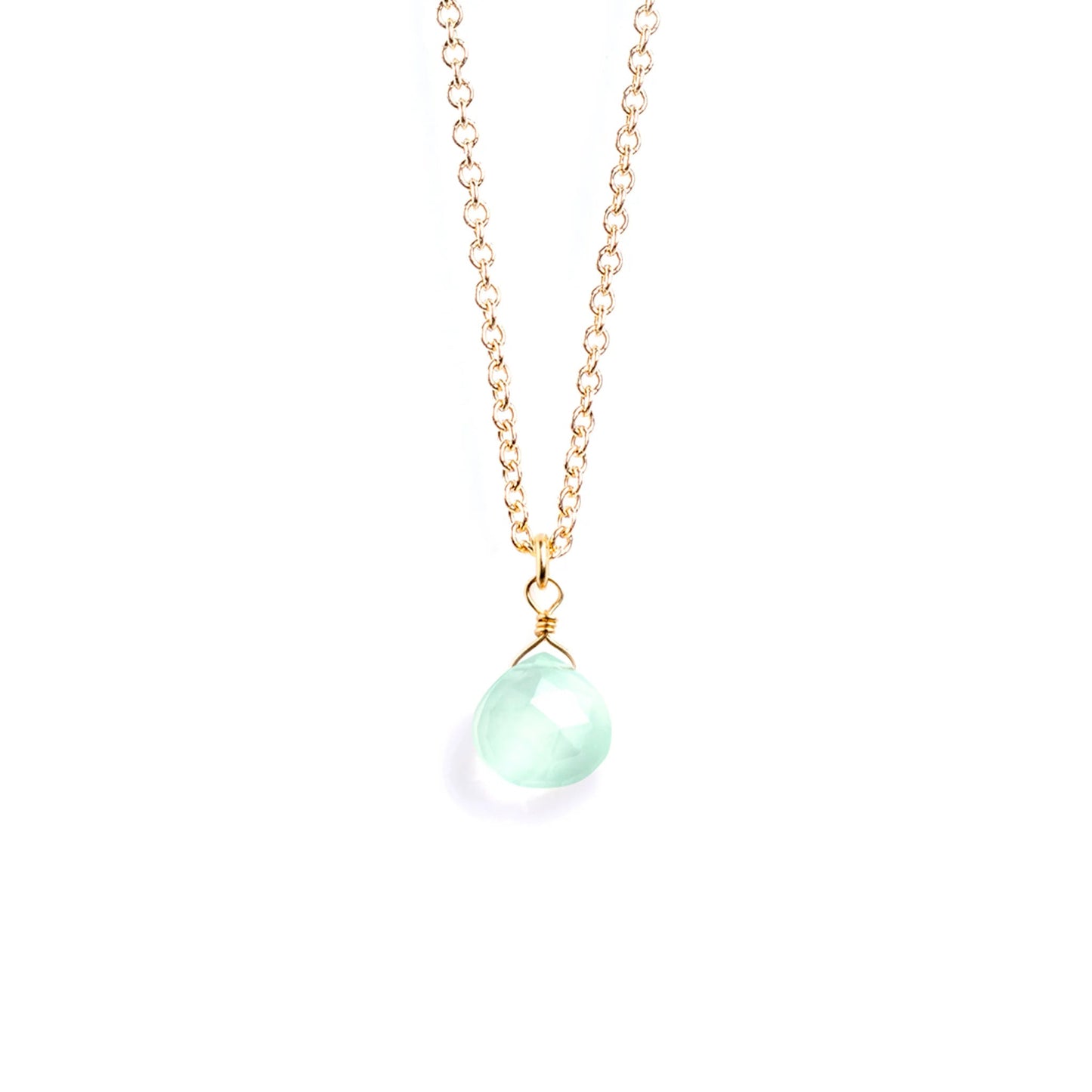Fine Gold Chain Necklace | Sea Glass Chalcedony Wanderlust Life 