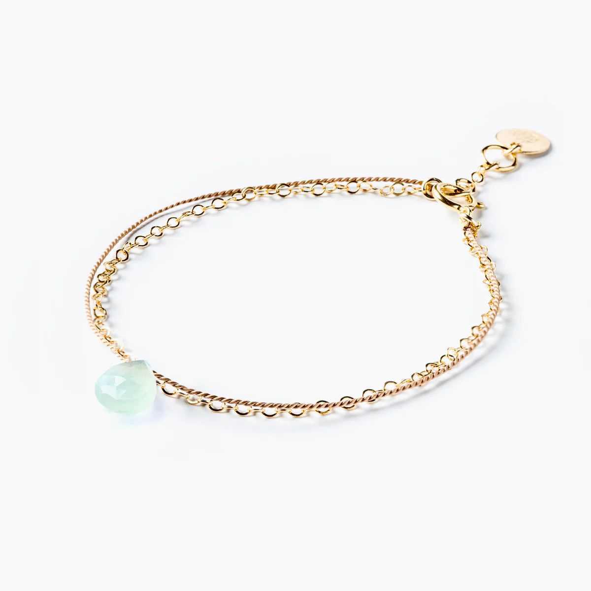 Gold & Silk Bracelet | Sea Glass Chalcedony Wanderlust Life 