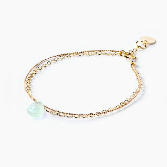Gold & Silk Bracelet | Sea Glass Chalcedony Wanderlust Life 