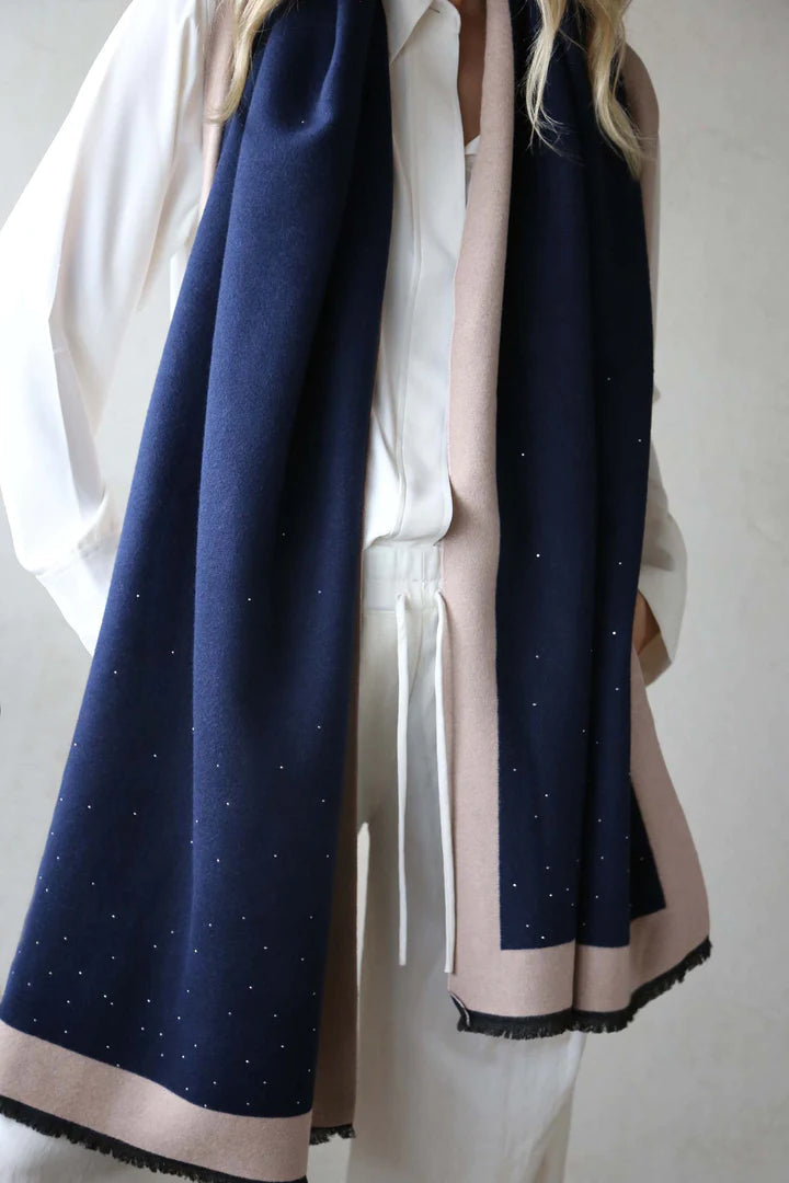 Monsoon Scarf | Navy/Pink Scarves & Shawls Tutti & Co 