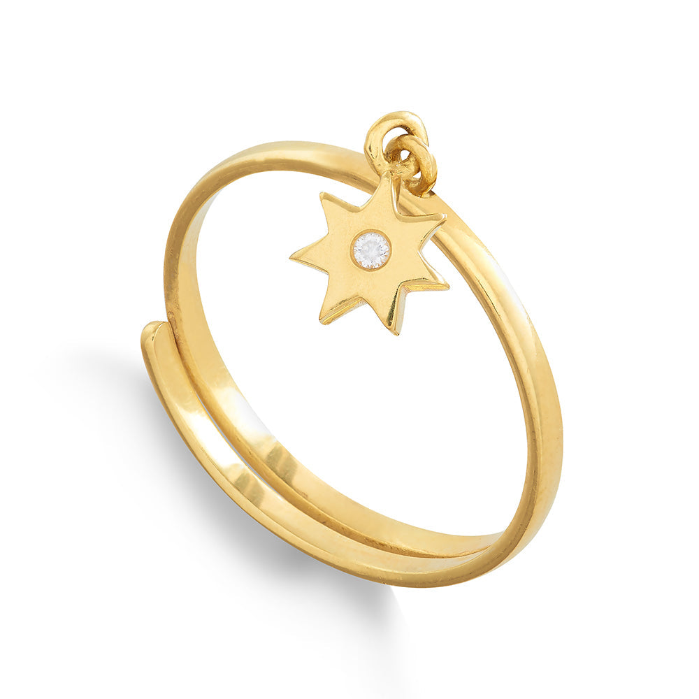 Supersonic Small Sunstar Gold Charm Ring Rings SVP 